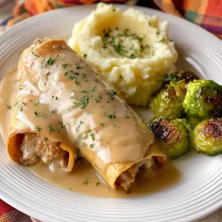 Easy Turkey & Stuffing Roll Ups with Creamy Gravy Recipe