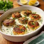 Salmon Patties with Creamy Lemon-Garlic Sauce Recipe