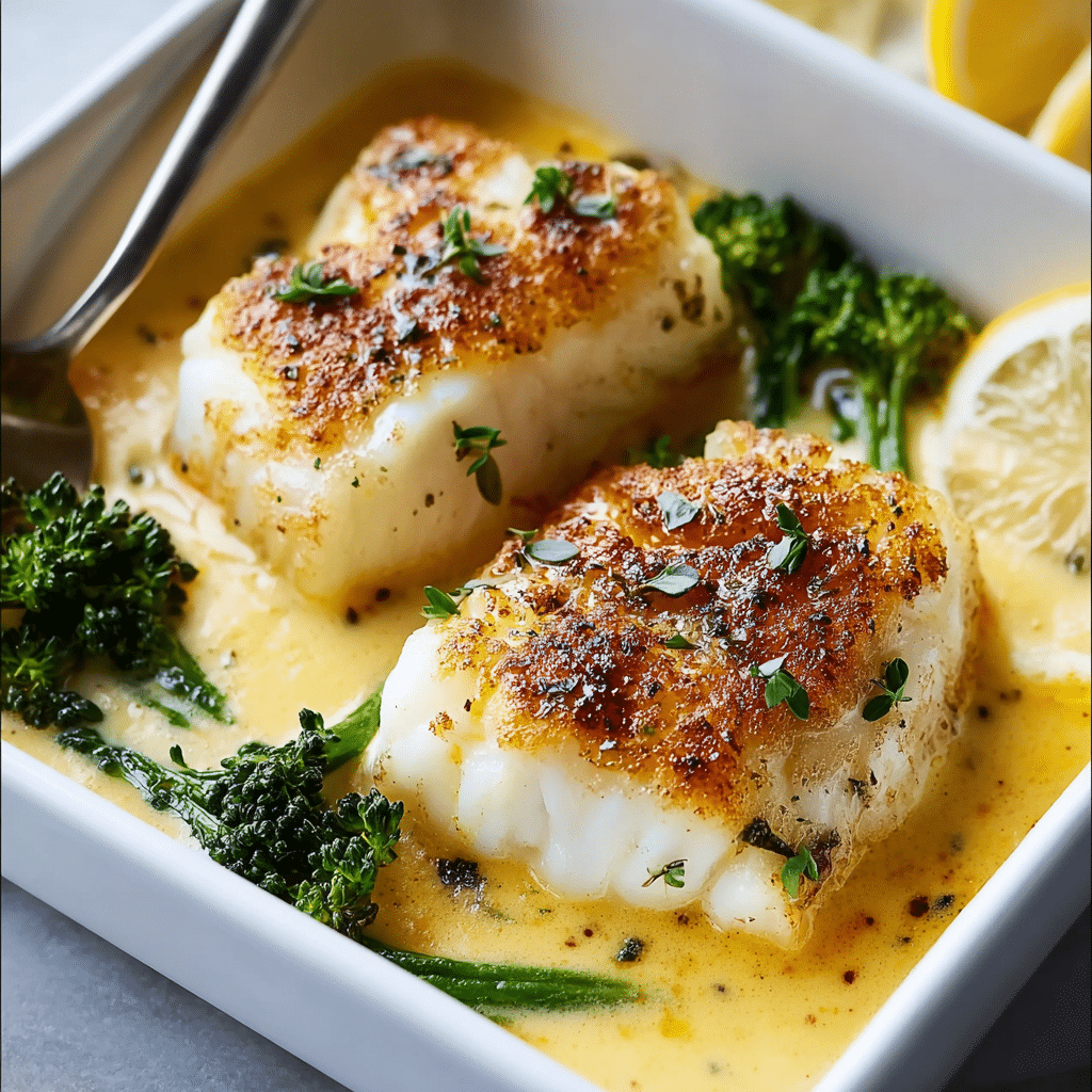 Baked Cod in Coconut Lemon Cream Sauce Recipe - Recipe Image