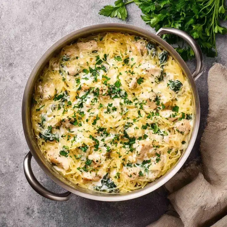 Chicken and Spinach Spaghetti Squash Alfredo Recipe
