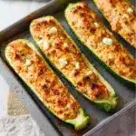 Buffalo Chicken Stuffed Zucchini Boats Recipe