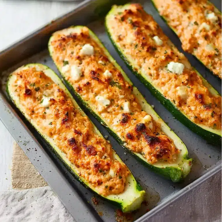 Buffalo Chicken Stuffed Zucchini Boats Recipe