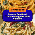 Spaghetti & Spinach with Sun-Dried Tomato Cream Sauce