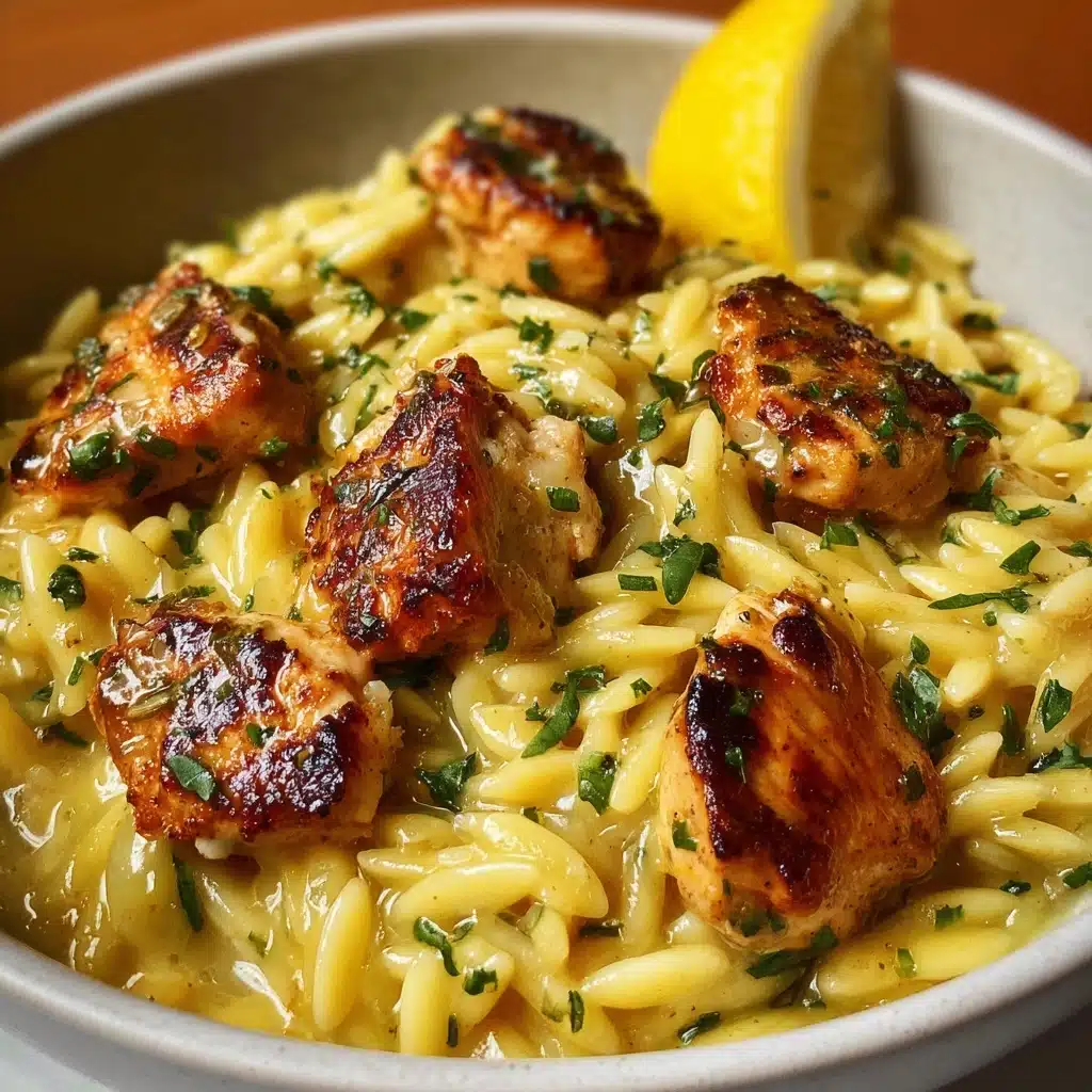 One-Pot Lemon Garlic Chicken Orzo Recipe - Recipe Image