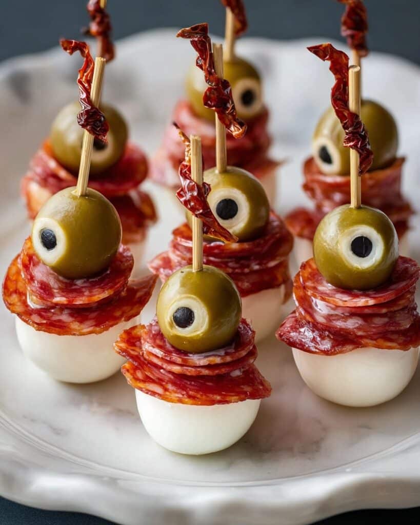 Skewered Salami Eyeballs Recipe