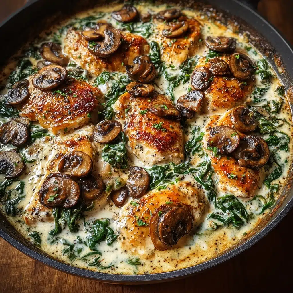 Creamy Chicken, Spinach and Mushroom Bake Recipe - Recipe Image