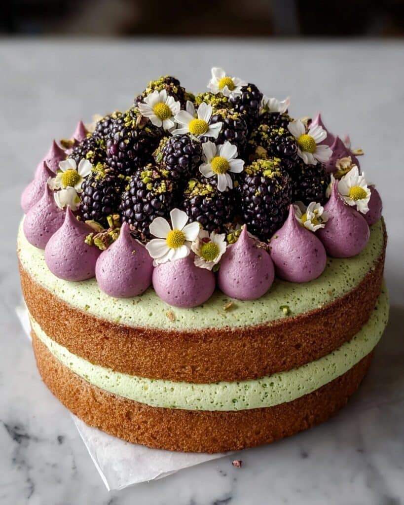 Pistachio and Blackberry Olive Oil Cake Recipe
