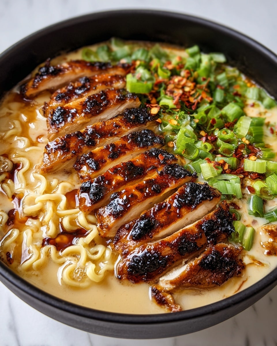Fiery Chicken Ramen with Creamy Garlic Sauce Recipe