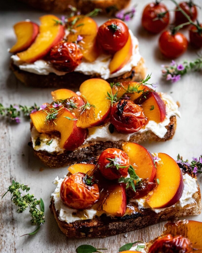 Burrata with Peaches, Tomatoes, and Chili Crisp Recipe
