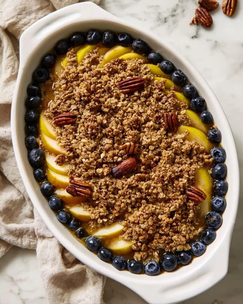 Pear Blueberry Crisp with Oat Pecan Topping Recipe