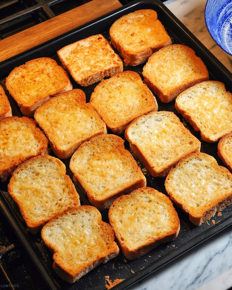 The image shows a close-up of five slices of toast with a golden-brown crust and a thick layer of melted coconut topping that looks creamy and slightly textured with shredded coconut pieces visible. The toast slices are arranged close together on a dark baking tray, and the topping covers the entire surface of each slice evenly. Above this, another part of the image shows a metal bowl filled with a smooth, yellow mixture, topped with a heap of white shredded coconut resting on a spoon inside the bowl. The background is a white marbled texture, and the scene looks warm and inviting, highlighting the creamy coconut spread and the toasted bread. photo taken with an iphone --ar 4:5 --v 7