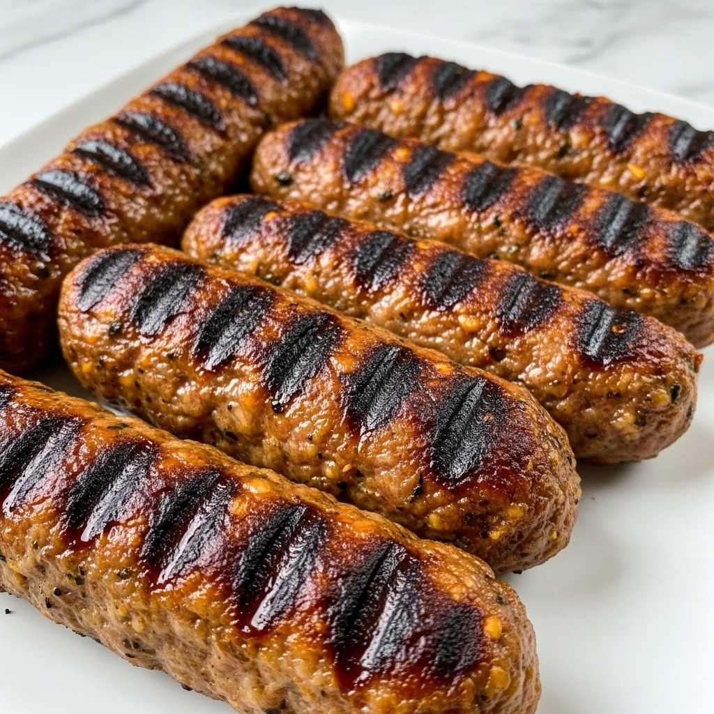 Two grilled meat skewers with dark brown char marks rest side by side on a soft, pale beige flatbread in a shallow white plate. Underneath the skewers is a creamy white sauce with small green flecks, spread thickly on one side of the flatbread. Bright red, sliced tomatoes peek out from beneath the skewers. On the side of the plate, fresh green parsley and mint leaves sit beside a wedge of yellow lemon. The plate is set on a white marbled surface with a soft cloth visible around it. Photo taken with an iphone --ar 4:5 --v 7
