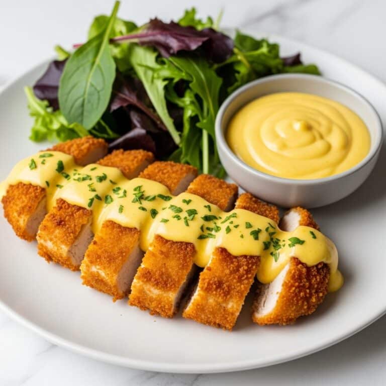 Pretzel-Crusted Chicken with Mustard-Cheddar Sauce Recipe