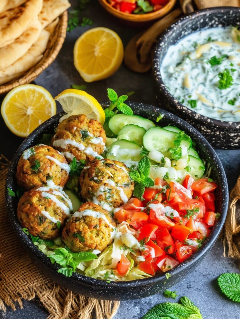 Spinach Falafel Hummus Bowl Recipe