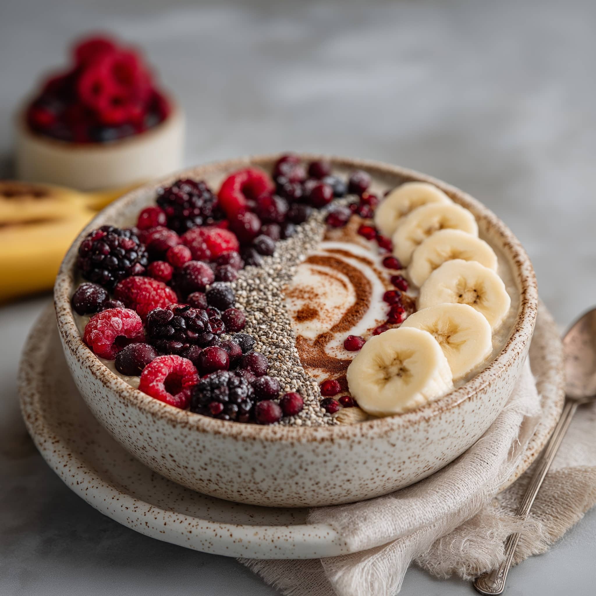 Creamy Vegan Quinoa Porridge with Raspberries, Mango, and Coconut Recipe - Recipe Image