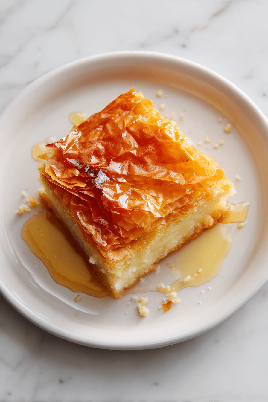 Crinkle Phyllo Milk Pie with Rose Water, Saffron, and Pistachios Recipe - Recipe Image