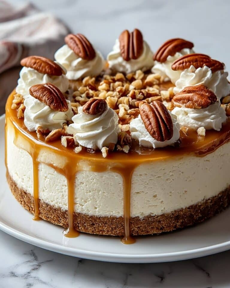 Browned Butter Pecan Cheesecake with Caramel Sauce Recipe