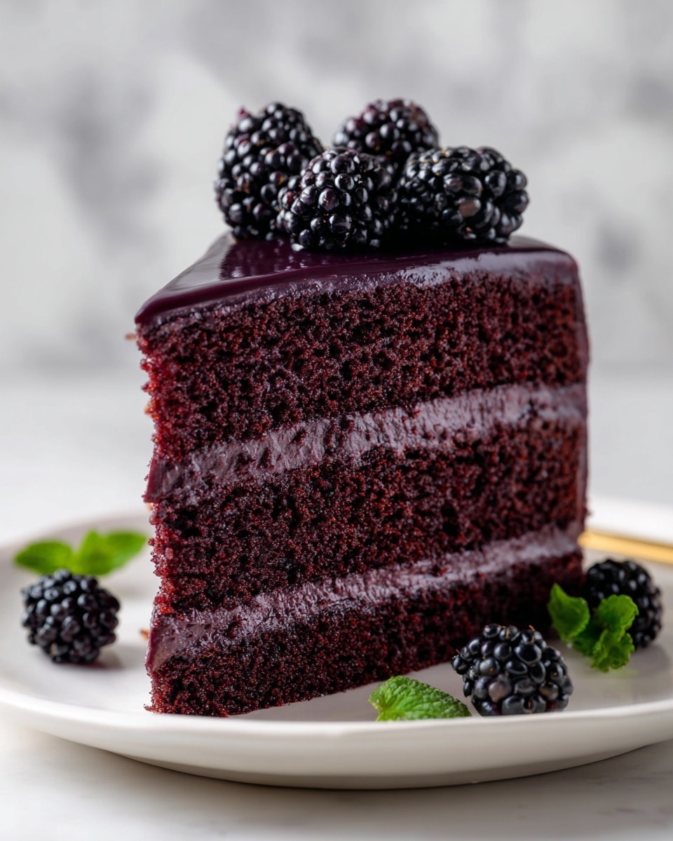 Decadent Blackberry Velvet Gothic Cake with Lush Cream Filling Recipe - Recipe Image