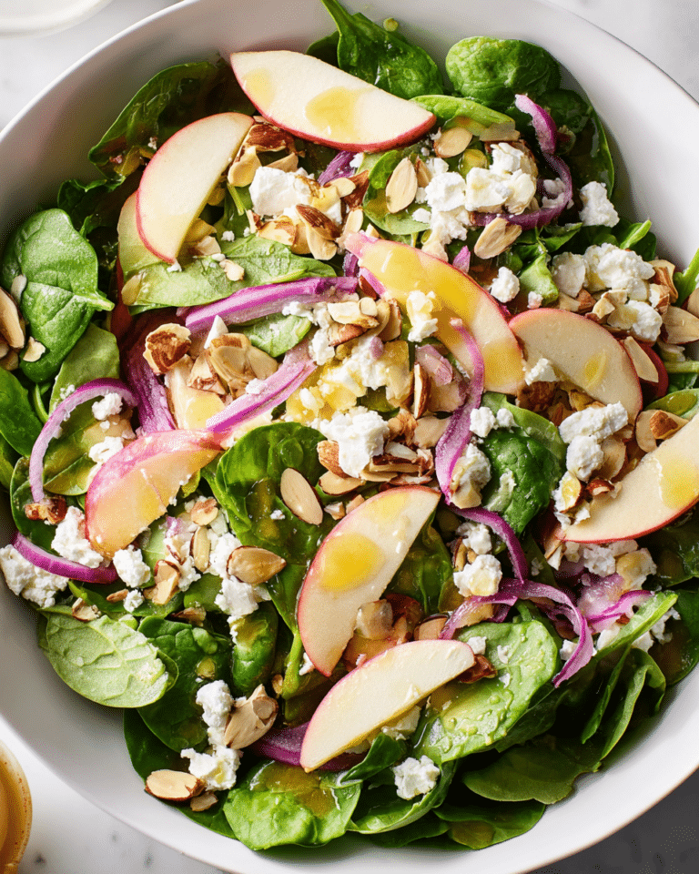 Spinach Salad with Apple, Red Onion, Feta, and Toasted Almonds Recipe