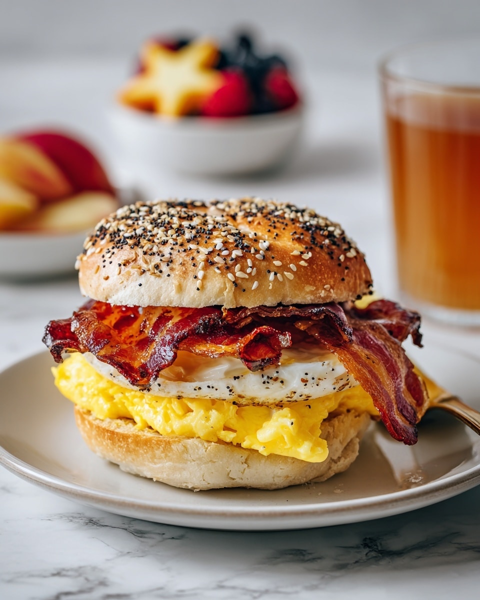 Bacon, Egg, and Cheese Bagel Breakfast Sandwich Recipe - Recipe Image