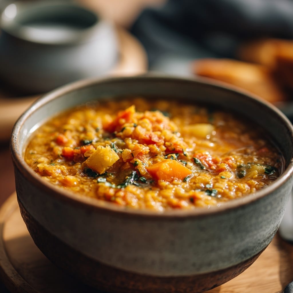 Mediterranean Spicy Spinach and Lentil Soup Recipe - Recipe Image