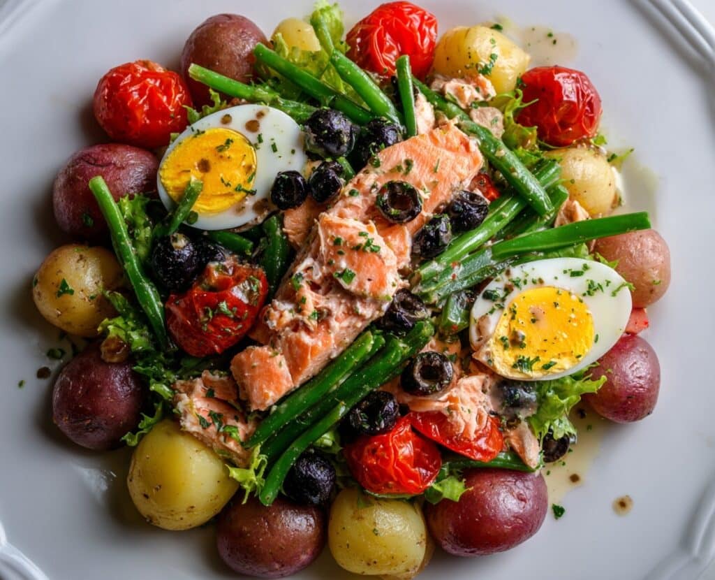 Salmon Caesar Salad with Hard-Boiled Eggs and Parmesan Recipe