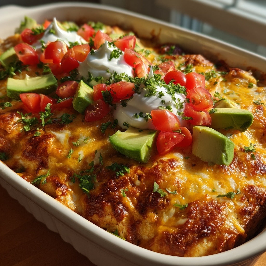 Queso Chicken Enchiladas Bake Recipe - Recipe Image