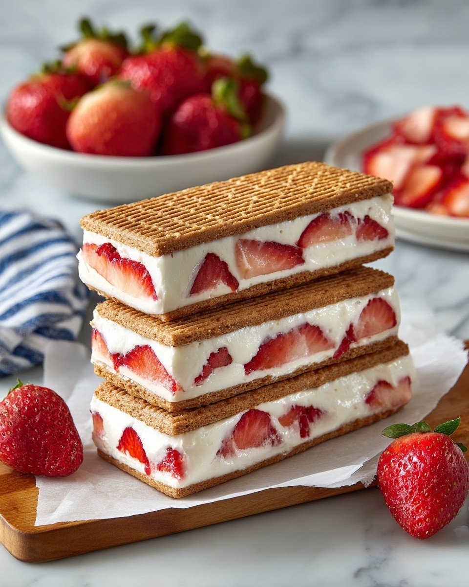 Japanese Cheesecake Ice Cream Sandwiches with Farmer Cheese, Strawberries, and Cinnamon Cookies Recipe