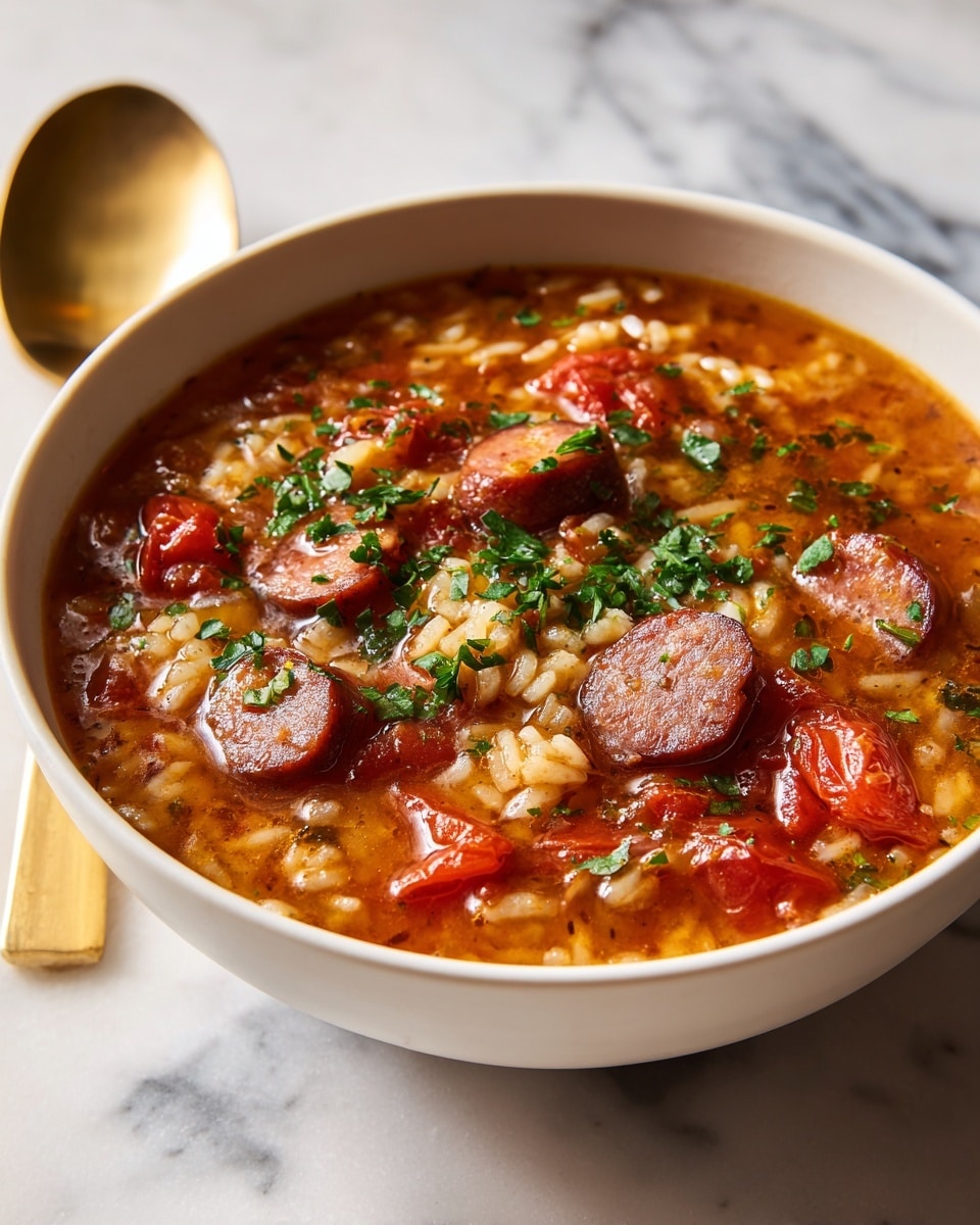 Spicy Jambalaya Soup with Andouille Sausage and Chicken Recipe - Recipe Image