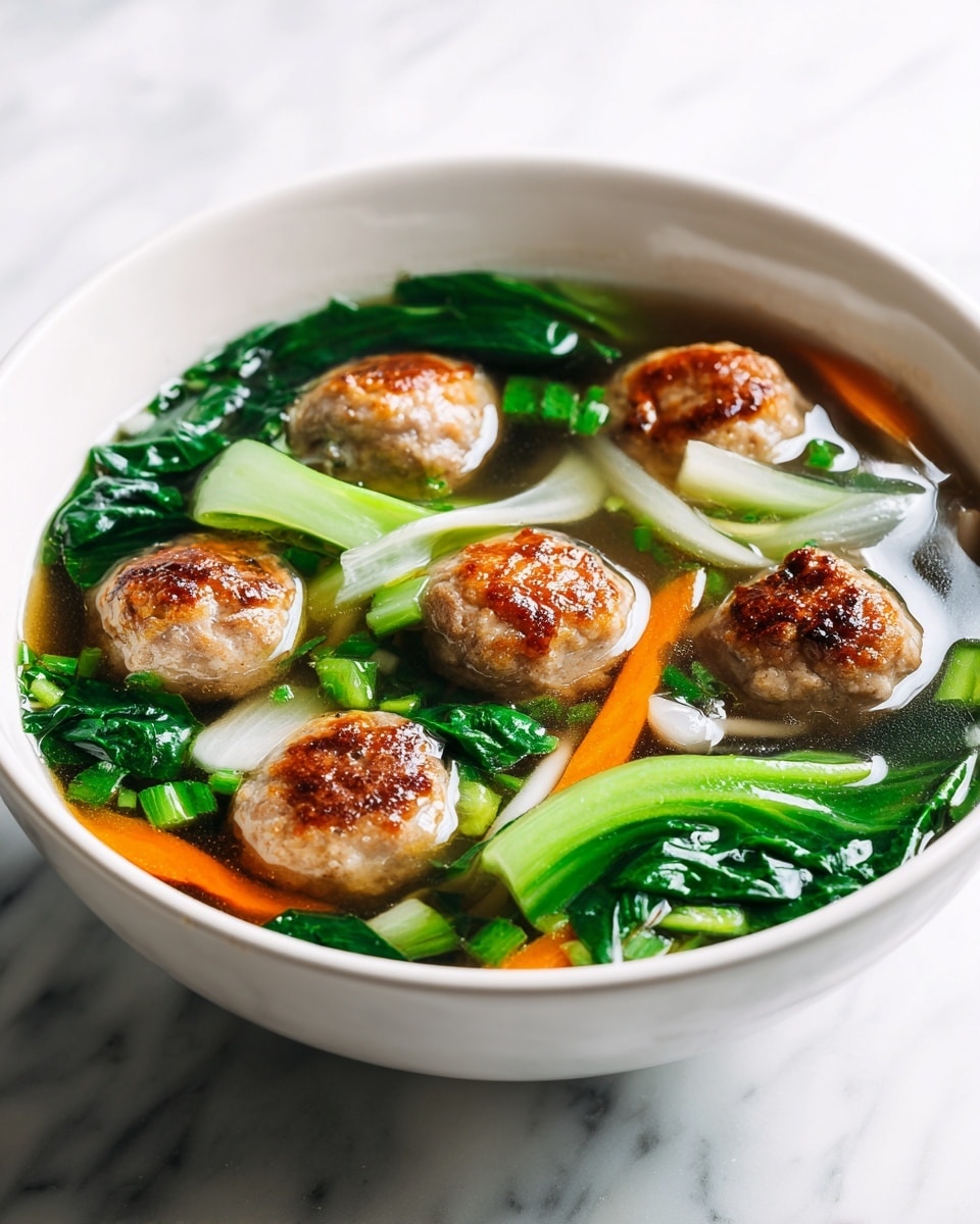 Ginger Chicken Meatball Soup with Bok Choy Recipe - Recipe Image