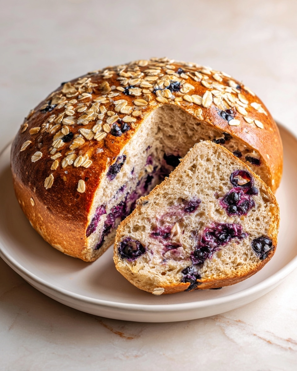 Blueberry Oatmeal Sourdough Breakfast Bread Recipe - Recipe Image