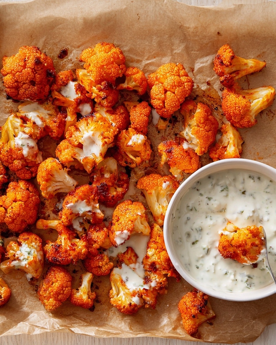 Air Fryer Buffalo Cauliflower with Blue Cheese Dressing Recipe - Recipe Image