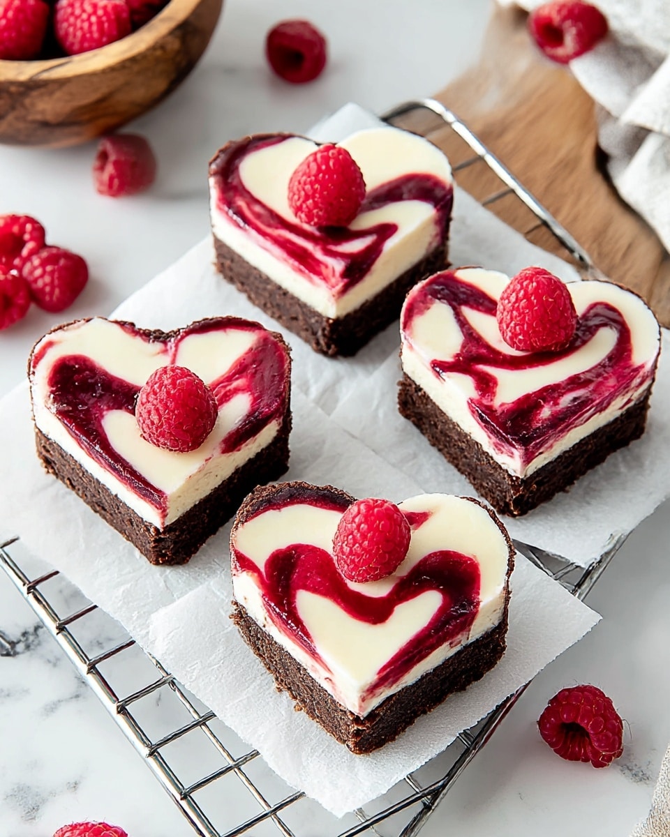 Irresistible Heart Shaped Brownies with Raspberry Swirl & Cheesecake Recipe - Recipe Image