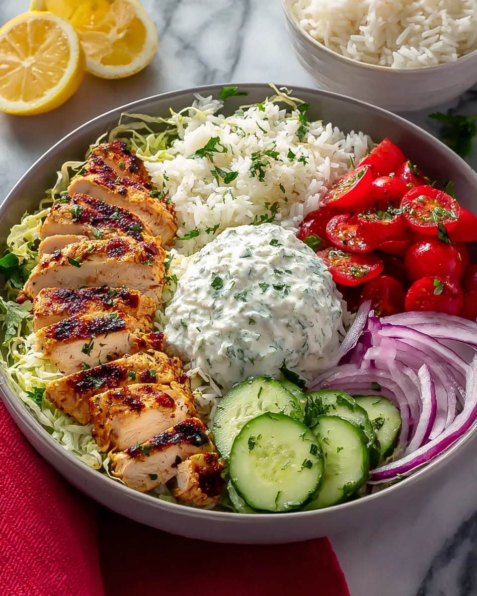 Juicy Mediterranean Chicken Bowl with Rice Recipe - Recipe Image