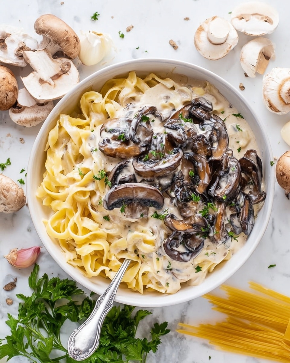 Mushroom Alfredo Pasta Recipe - Recipe Image