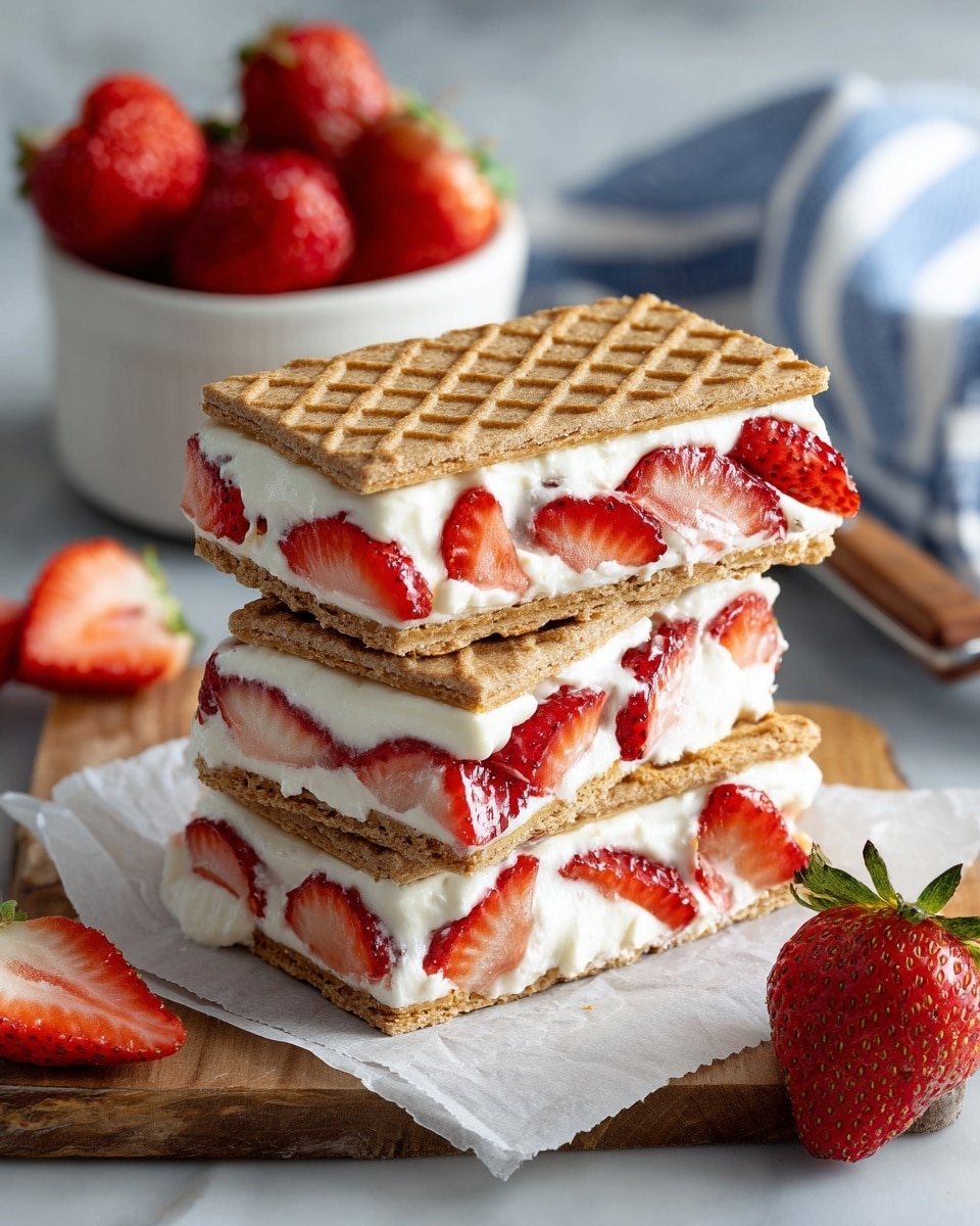 Japanese Cheesecake Ice Cream Sandwiches with Farmer Cheese, Strawberries, and Cinnamon Cookies Recipe - Recipe Image