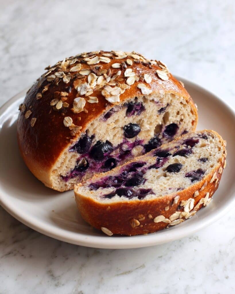 Blueberry Oatmeal Sourdough Breakfast Bread Recipe